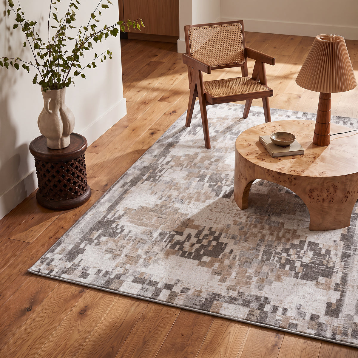 Alfombra Ivoria vintage contemporánea en crema