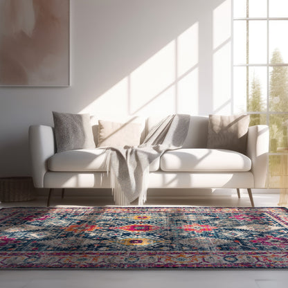 Noor Moroccan Traditional Blue Indoor Rug-6