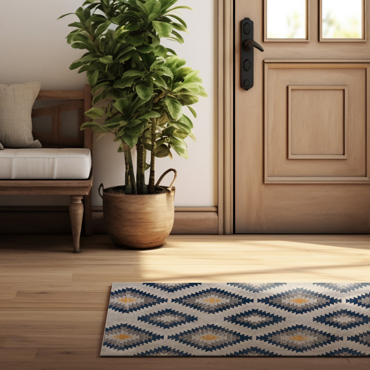 Savannah Boho Contemporary Blue Rug