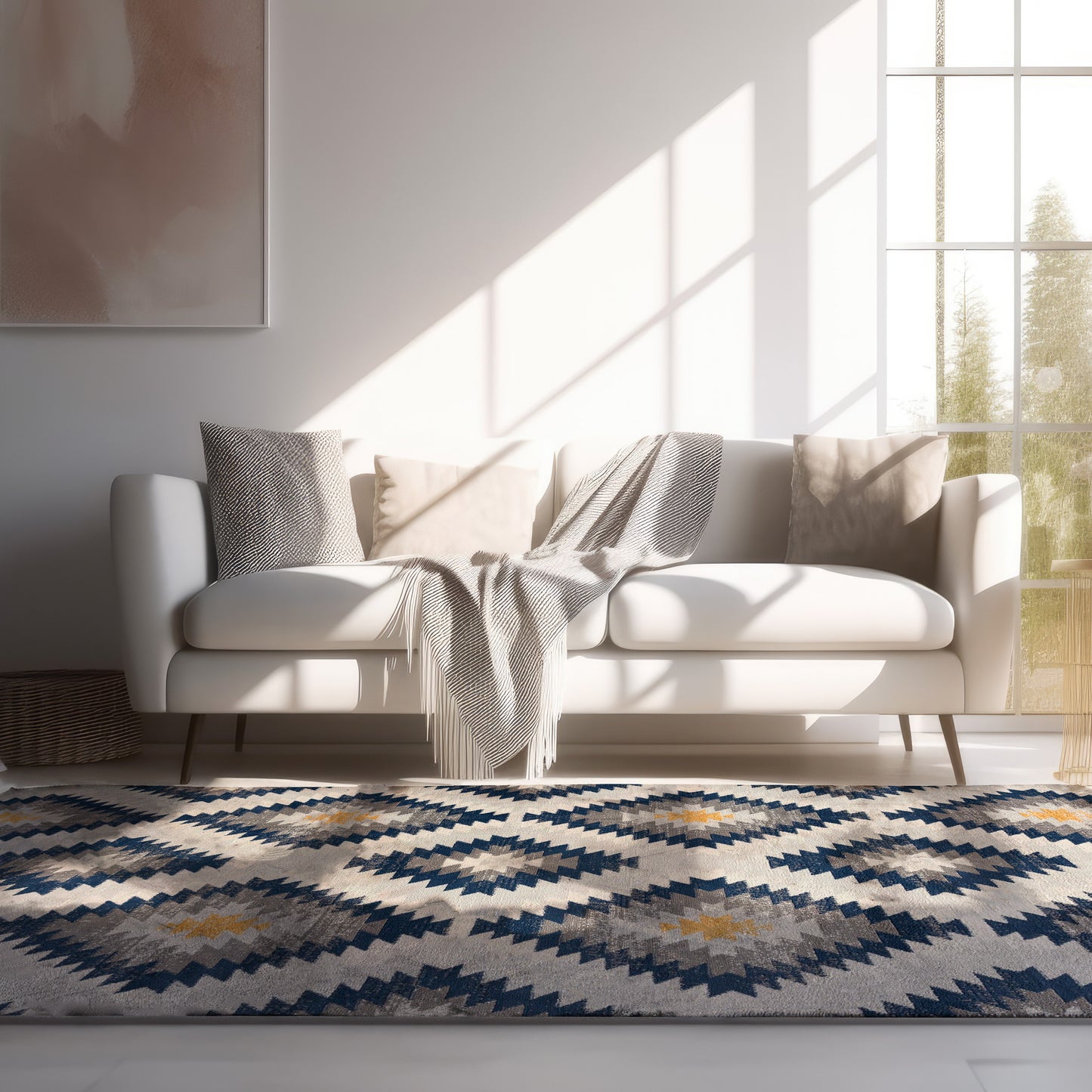 Savannah Boho Contemporary Blue Rug