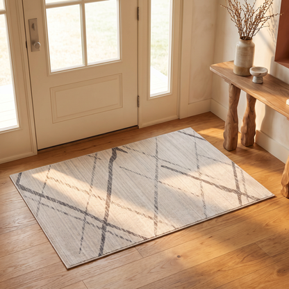 Nira Abstract Contemporary Beige and Grey Indoor Rug