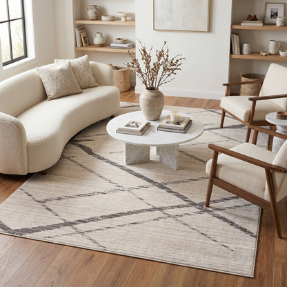 Nira Abstract Contemporary Beige and Grey Indoor Rug