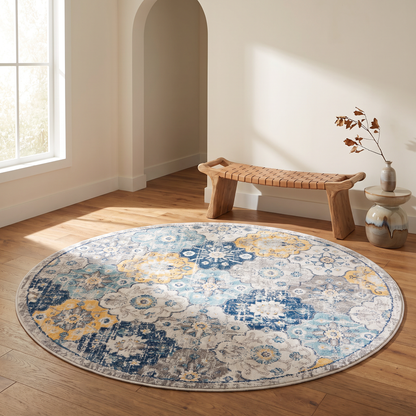 Alfombra azul contemporánea Savannah de mediados de siglo