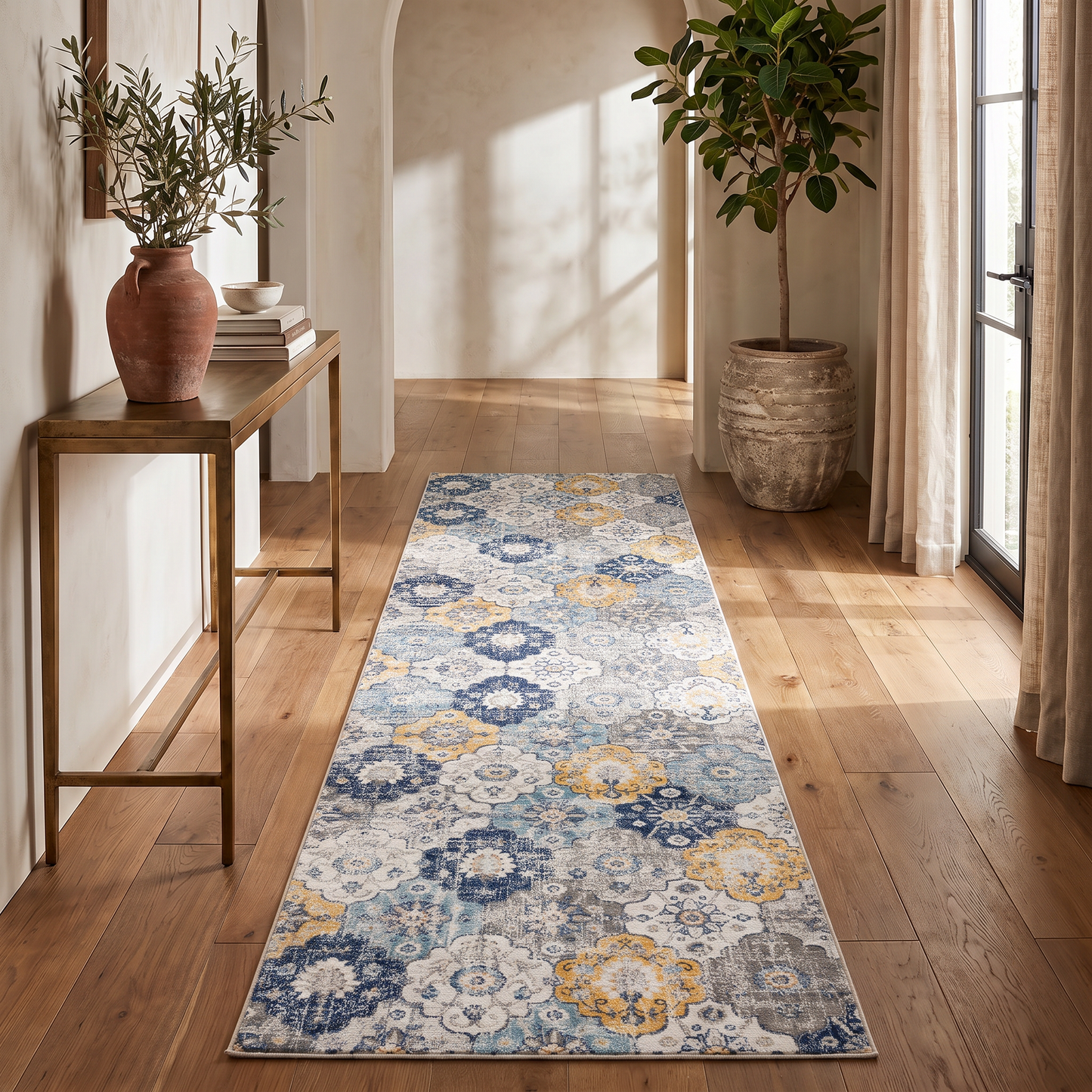 Alfombra azul contemporánea Savannah de mediados de siglo