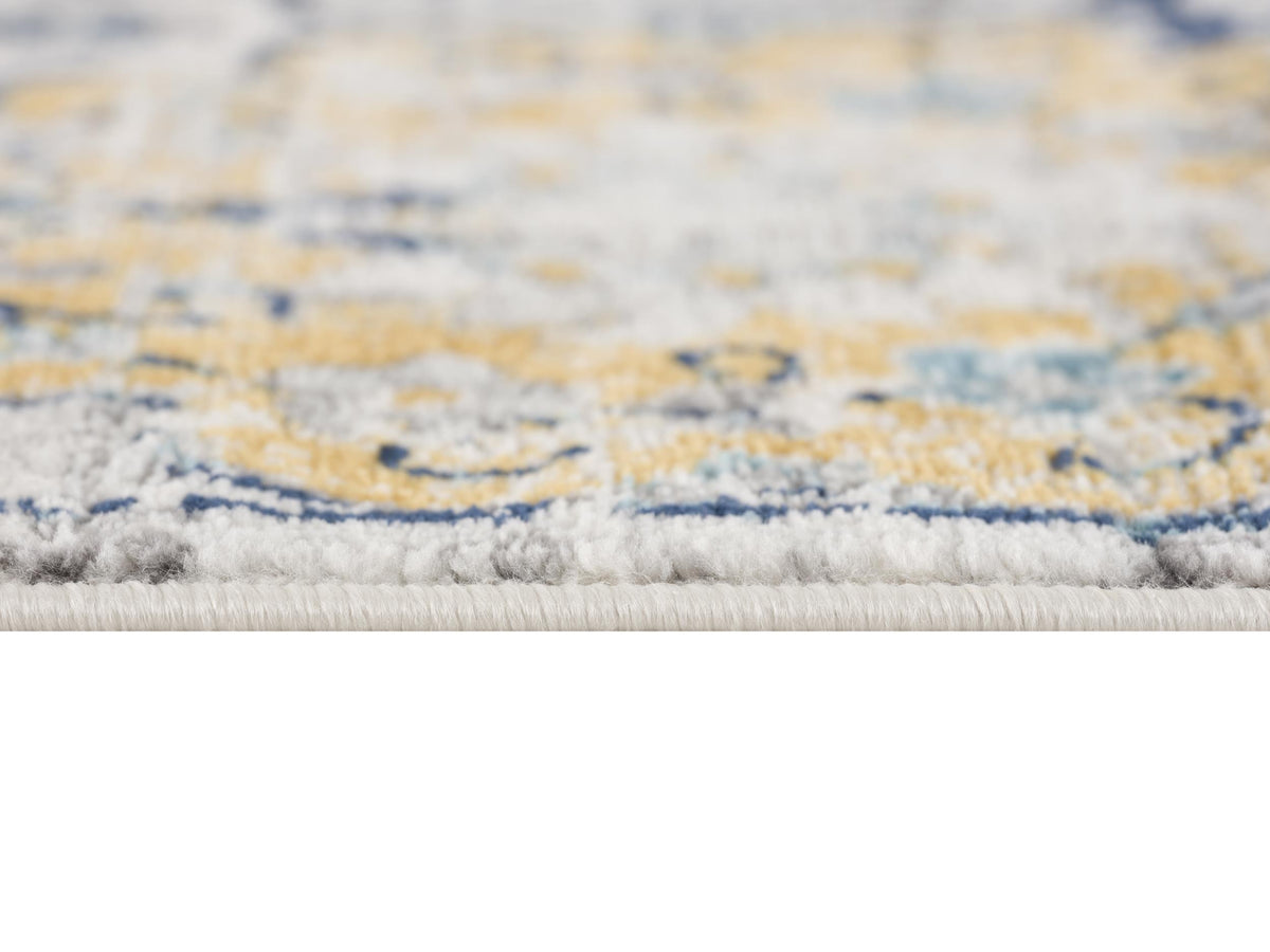 Valencia Vintage Floral Contemporary Blue and Grey Indoor Rug