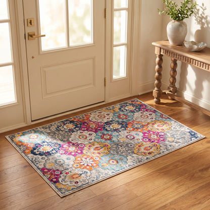 Tapis rouille contemporain moderne du milieu du siècle Savannah