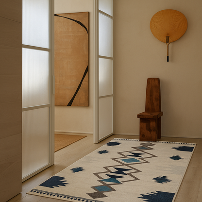 Mesa Southwestern Contemporary Blue and Beige Indoor Rug