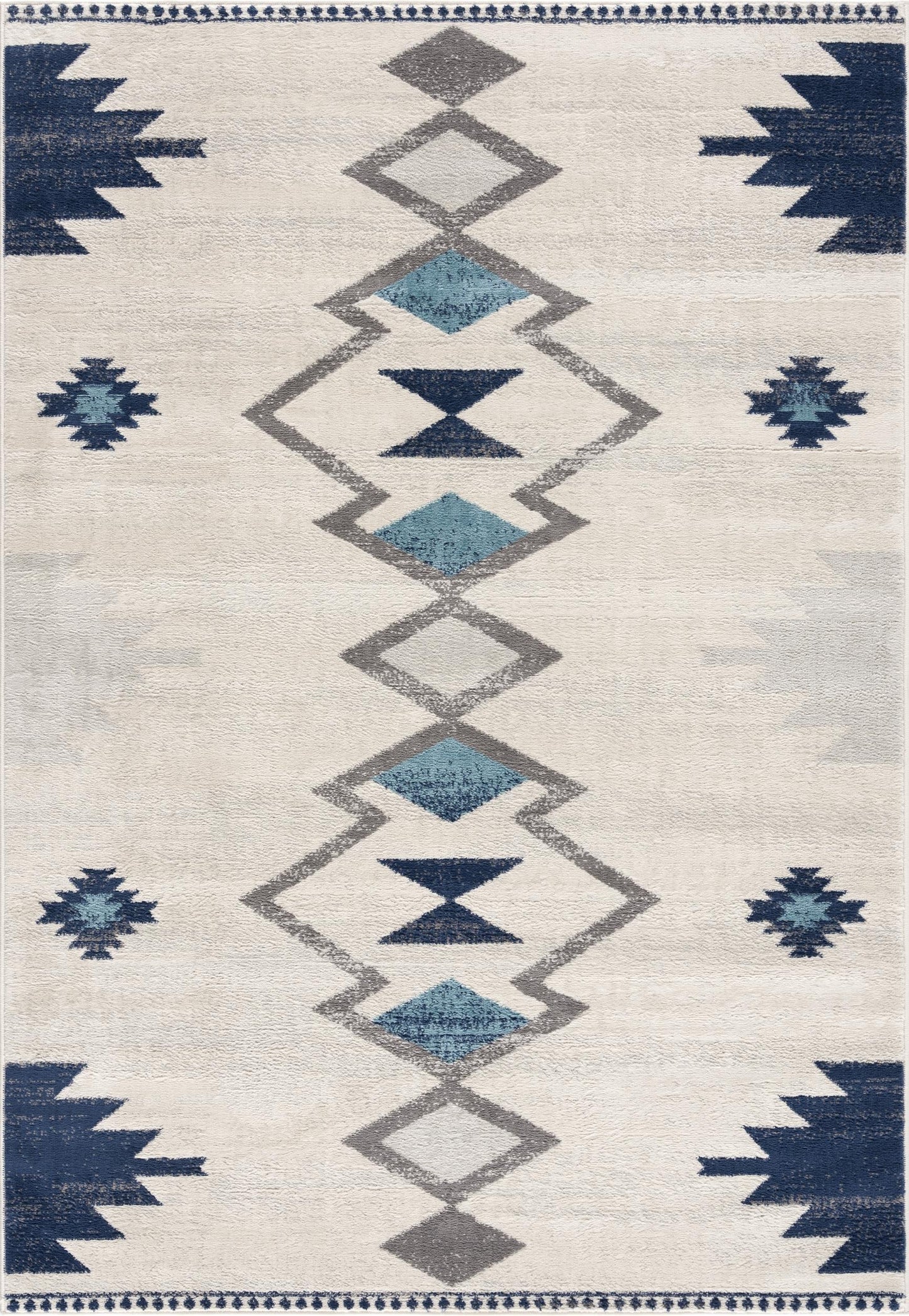 Mesa Southwestern Contemporary Blue and Beige Indoor Rug