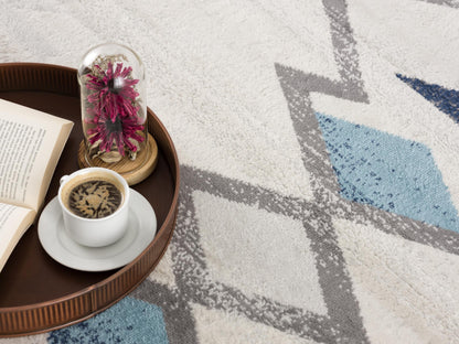 Mesa Southwestern Contemporary Blue and Beige Indoor Rug