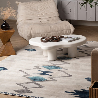 Mesa Southwestern Contemporary Blue and Beige Indoor Rug