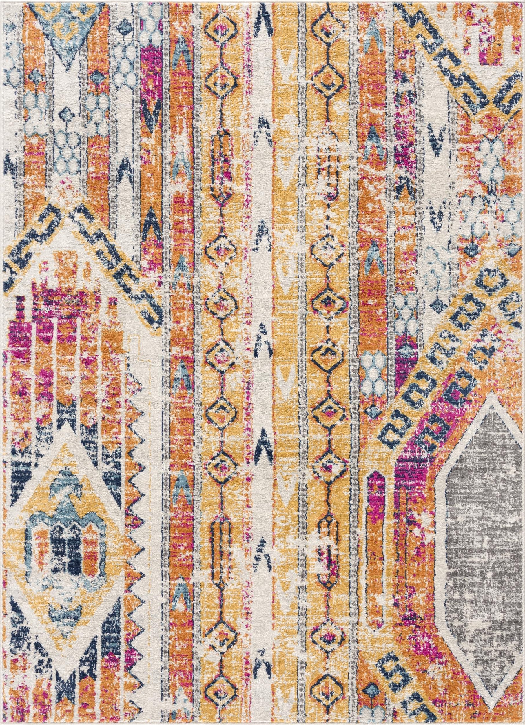 Zaria Boho Contemporary Yellow and Beige Indoor Rug-3