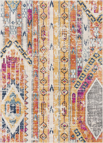 Zaria Boho Contemporary Yellow and Beige Indoor Rug-3