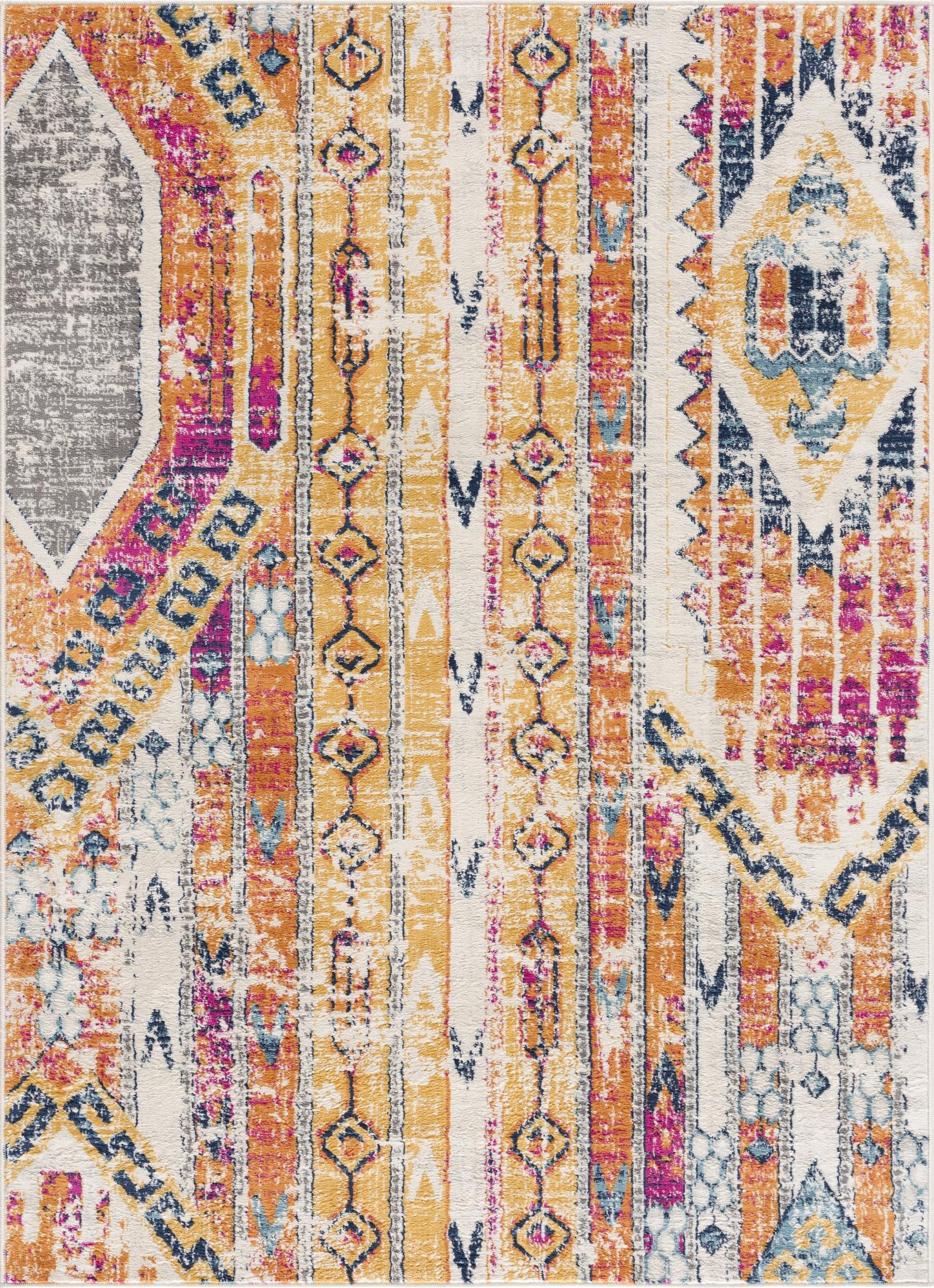 Zaria Boho Contemporary Yellow and Beige Indoor Rug-18
