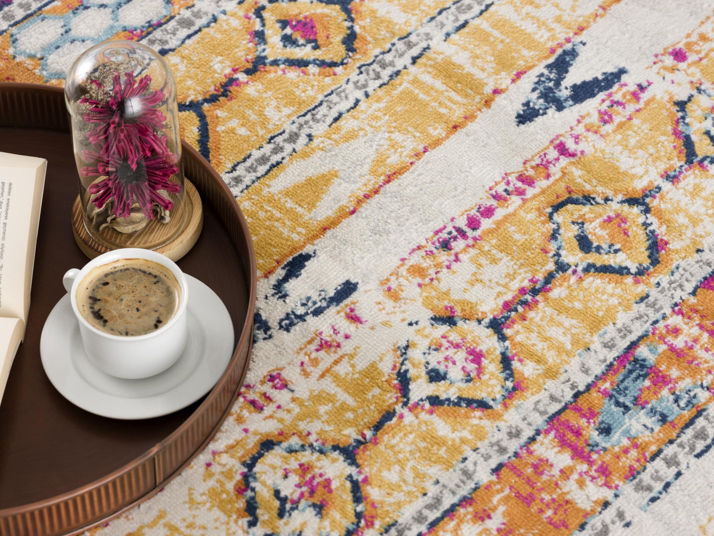 Zaria Boho Contemporary Yellow and Beige Indoor Rug-19