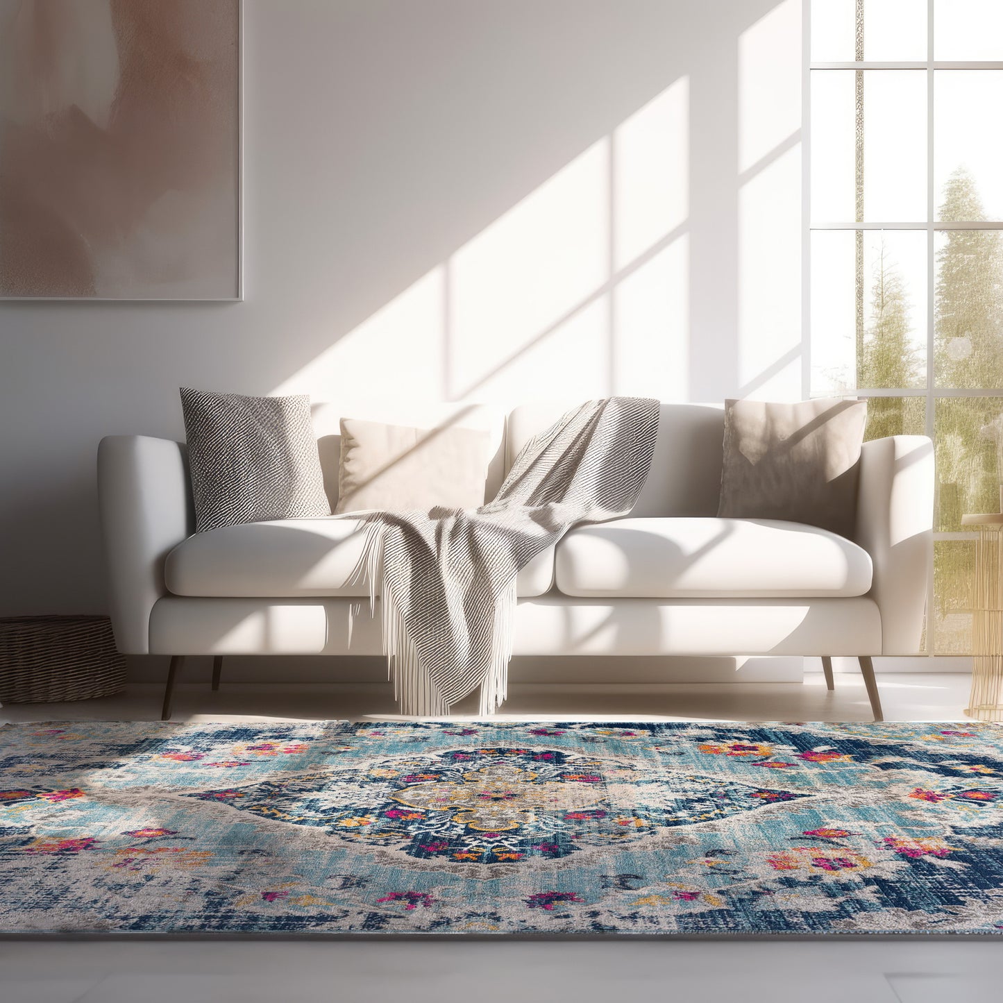 Savannah Boho Transitional Blue Rug