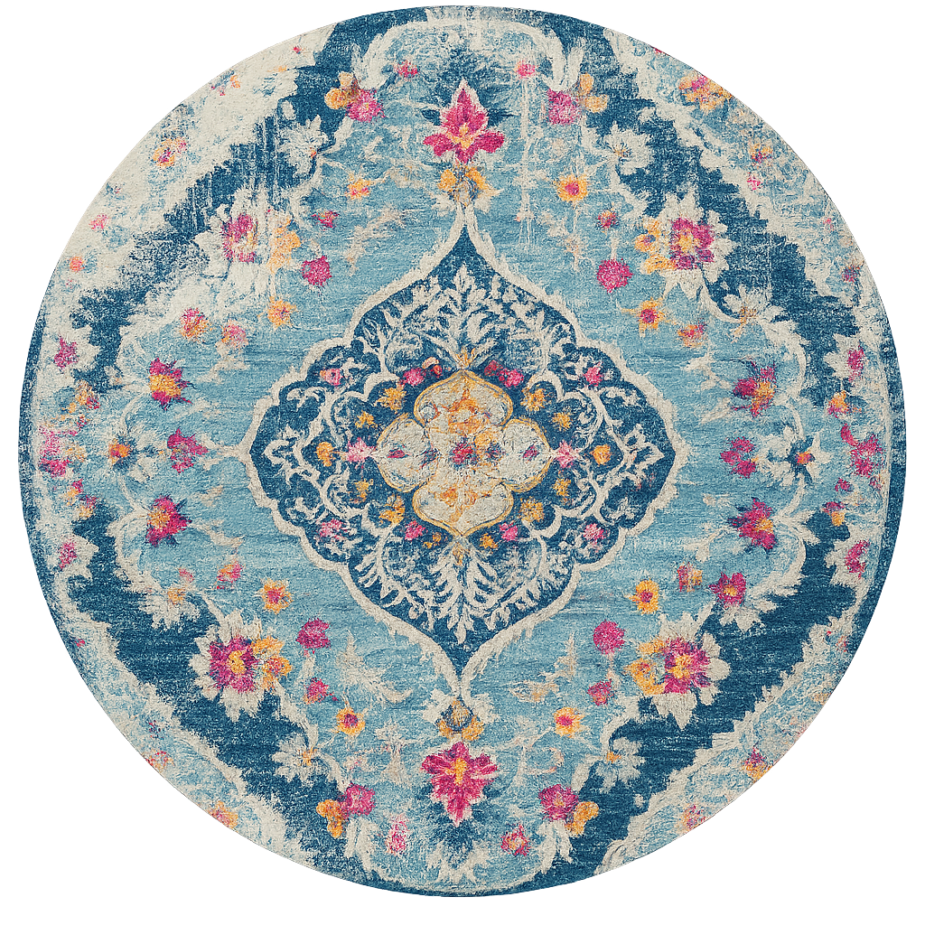 Anara Floral Traditional Blue Indoor Rug