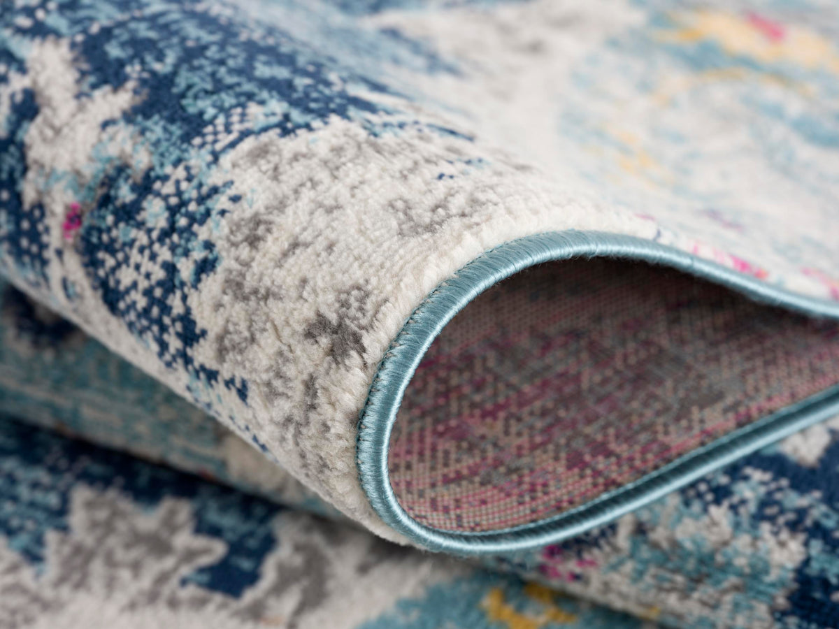 Tapis Anara floral traditionnel bleu