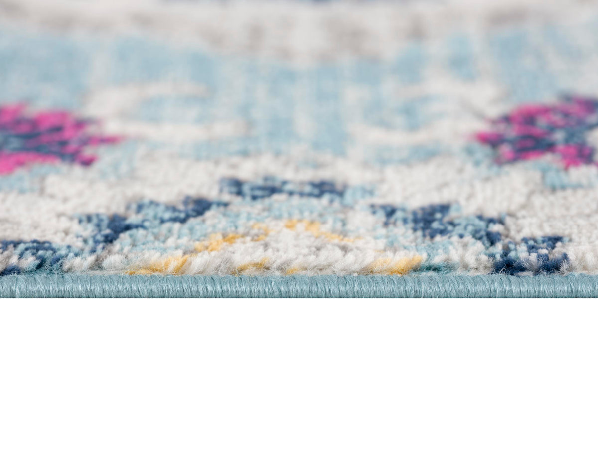 Tapis Anara floral traditionnel bleu
