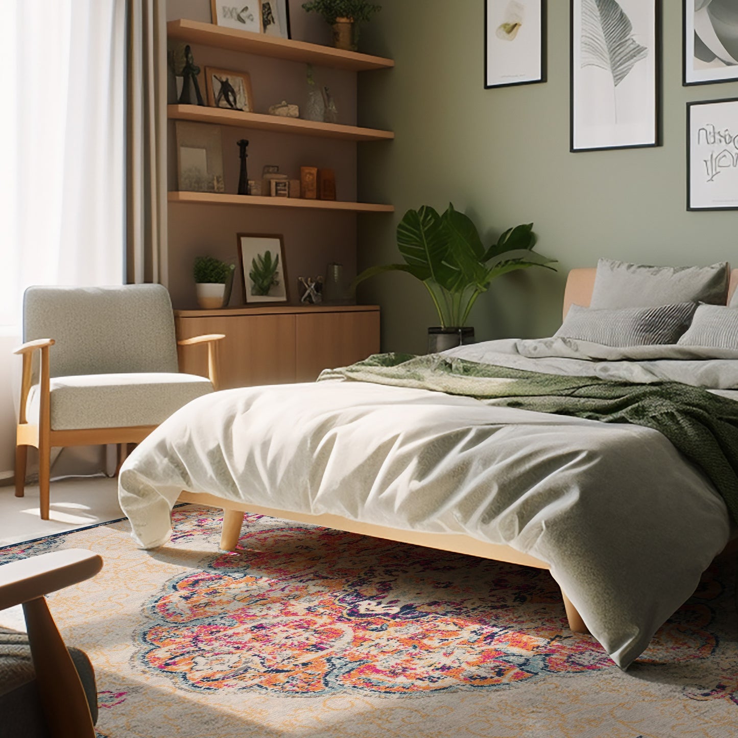 Floria Floral Medallion Traditional Pink and Cream Indoor Rug