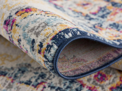 Floria Floral Medallion Traditional Pink and Cream Indoor Rug