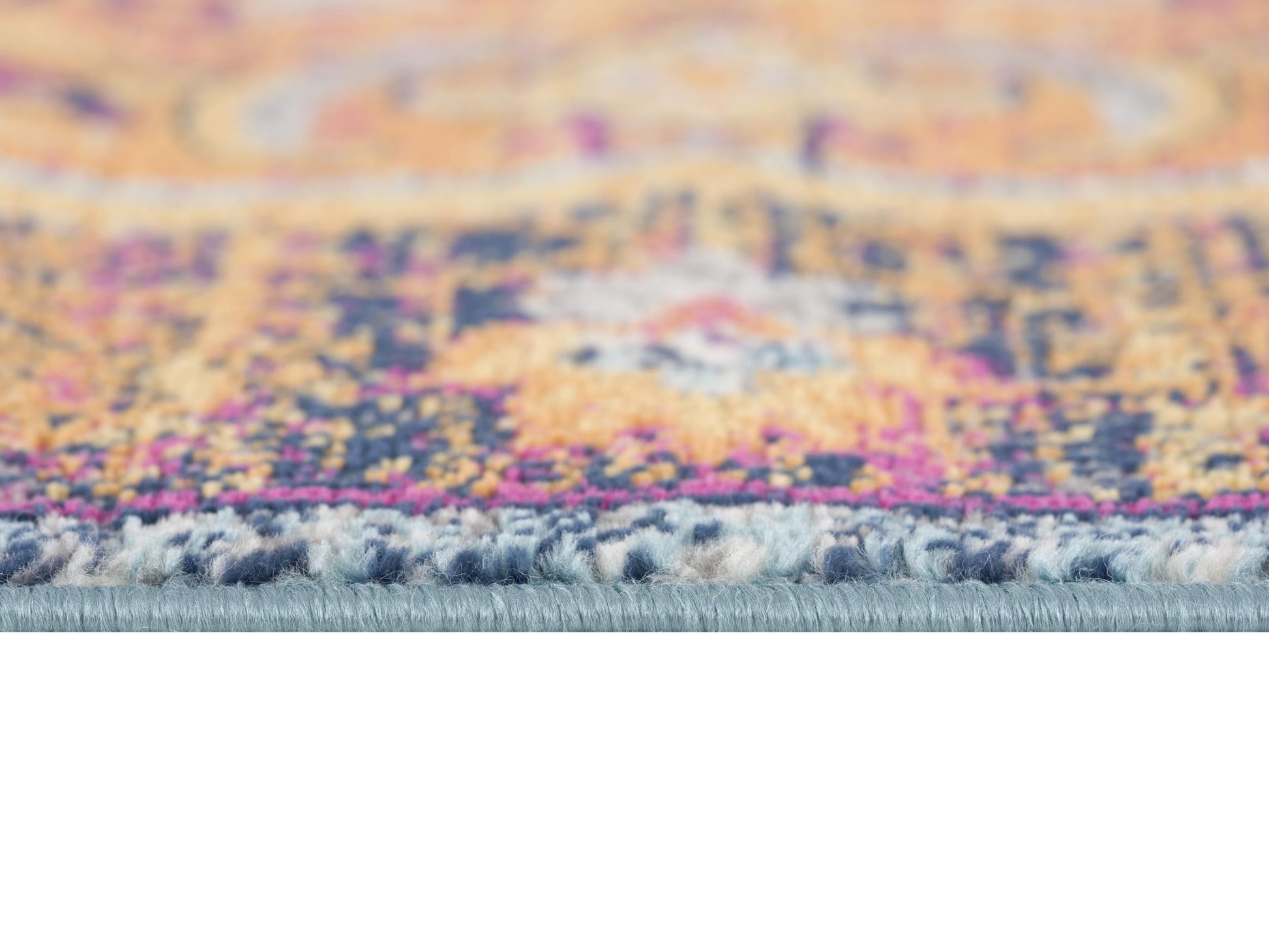 Floria Floral Medallion Traditional Blue and Pink Indoor Rug-20