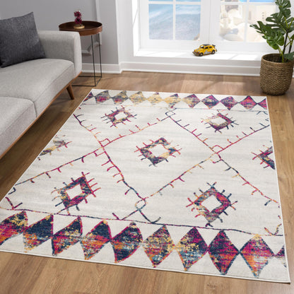Kenza Boho Traditional Beige Indoor Rug