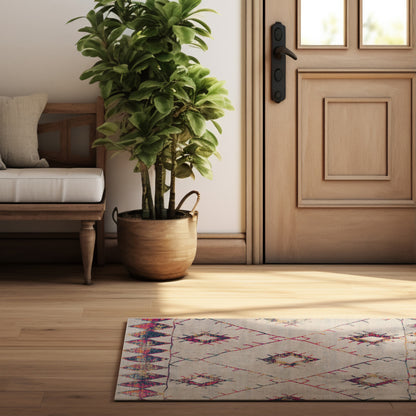 Kenza Boho Traditional Beige Indoor Rug