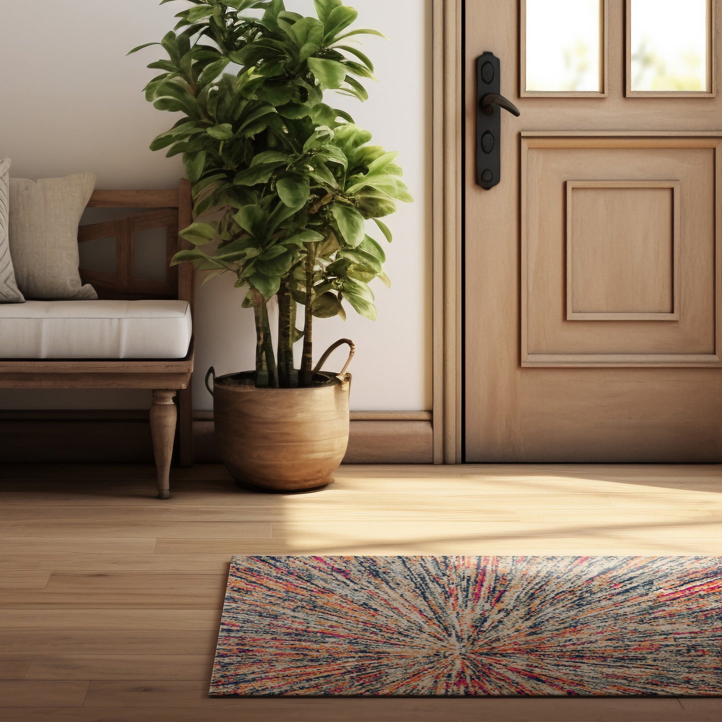 Nova Abstract Contemporary Blue and Cream Indoor Rug-9