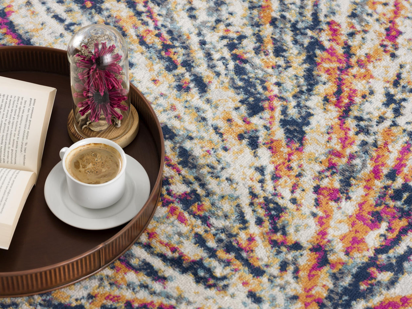 Nova Abstract Contemporary Blue and Cream Indoor Rug-16