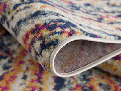Nova Abstract Contemporary Blue and Cream Indoor Rug-17