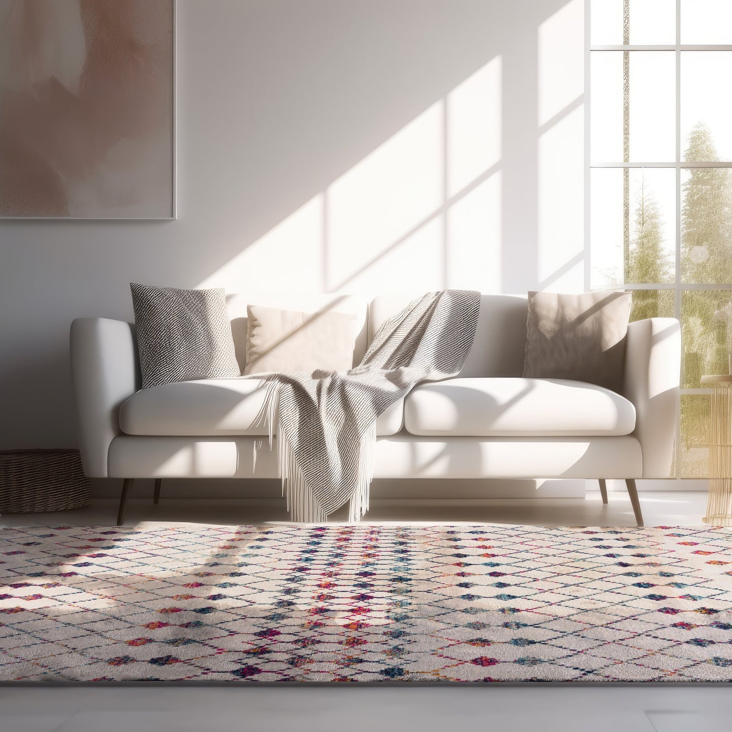 Nomia Boho Contemporary Beige and Blue Indoor Rug-6
