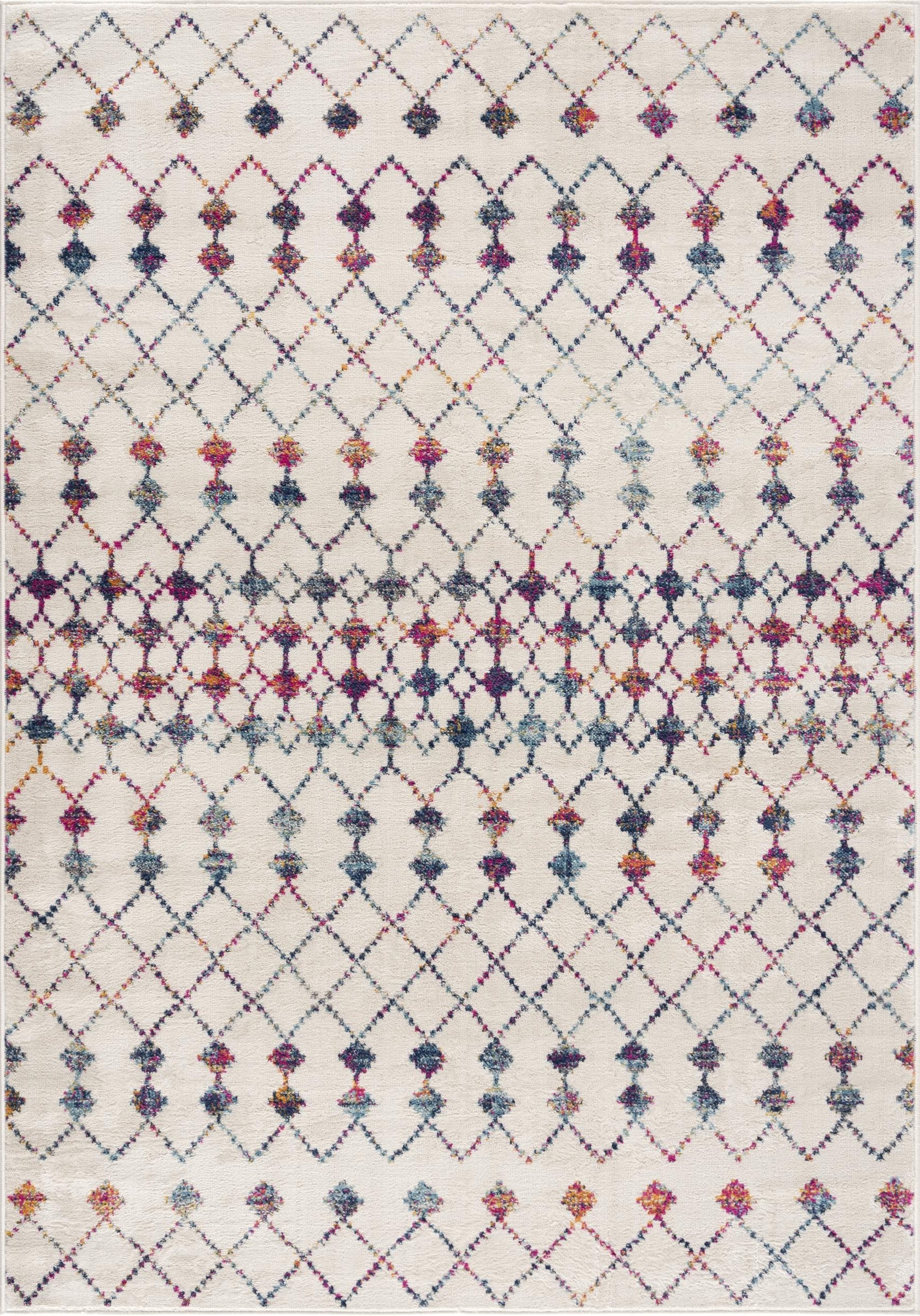 Nomia Boho Contemporary Beige and Blue Indoor Rug-12