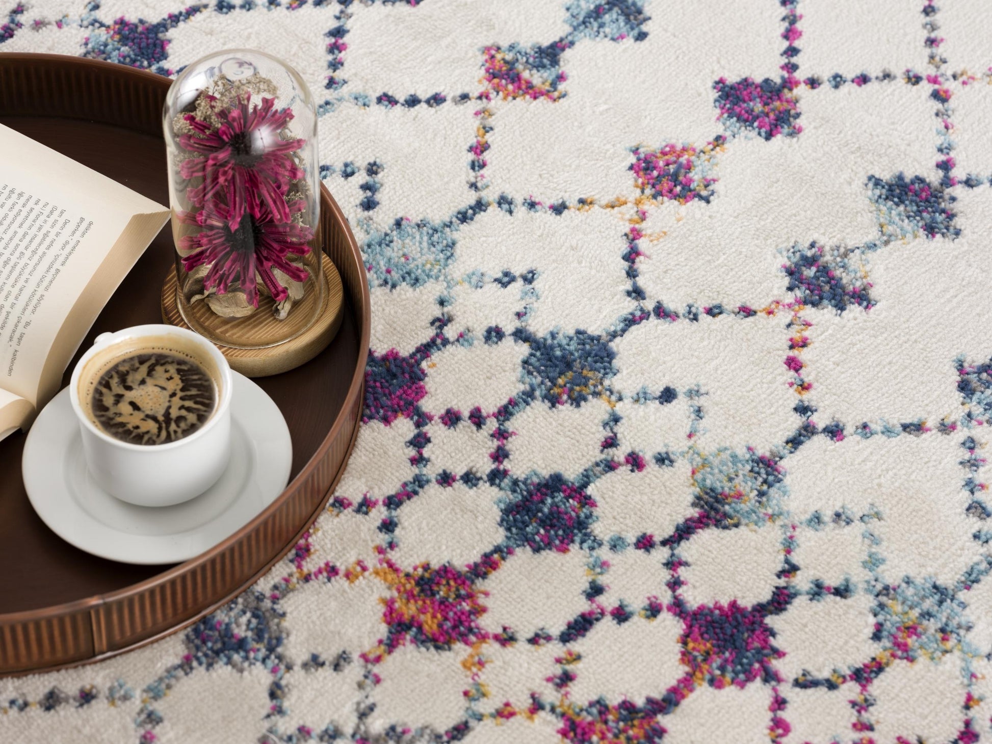 Nomia Boho Contemporary Beige and Blue Indoor Rug-22