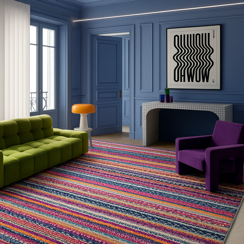 Solana Boho Contemporary Pink and Blue Indoor Rug-5
