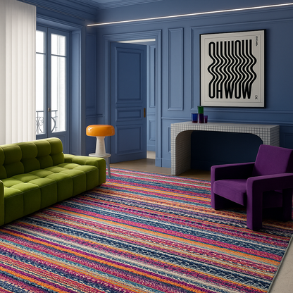 Solana Boho Contemporary Pink and Blue Indoor Rug-5