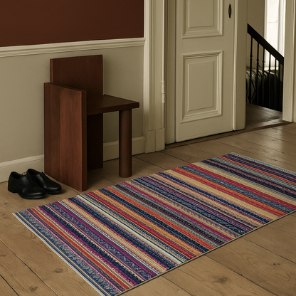 Solana Boho Contemporary Pink and Blue Indoor Rug-16