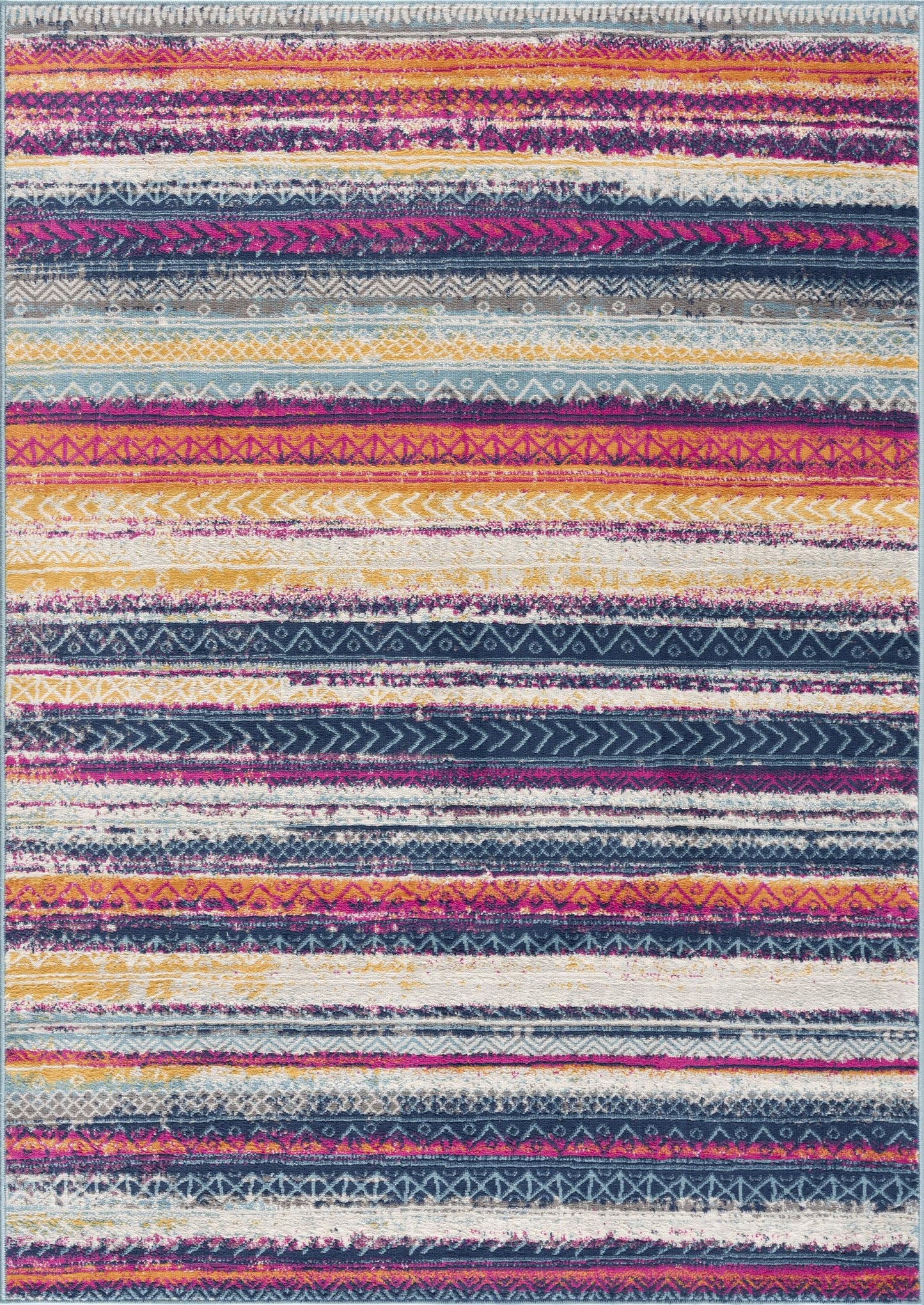 Solana Boho Contemporary Pink and Blue Indoor Rug-17