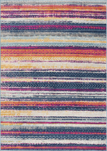 Solana Boho Contemporary Pink and Blue Indoor Rug-17