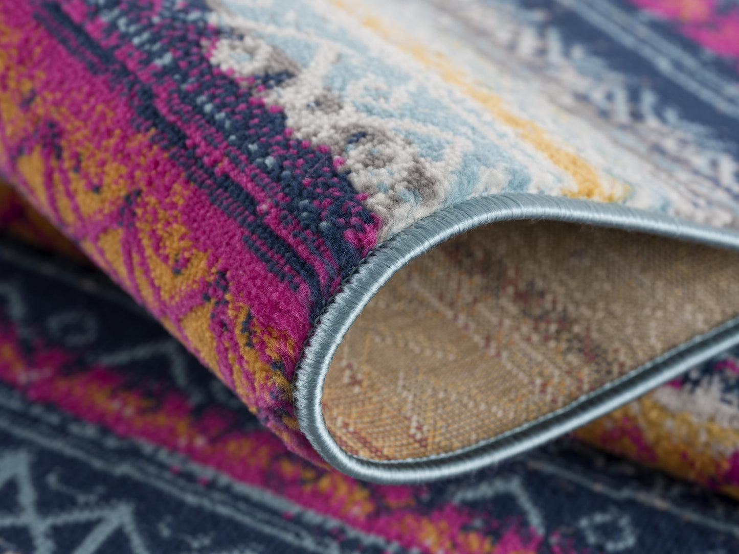 Solana Boho Contemporary Pink and Blue Indoor Rug-19