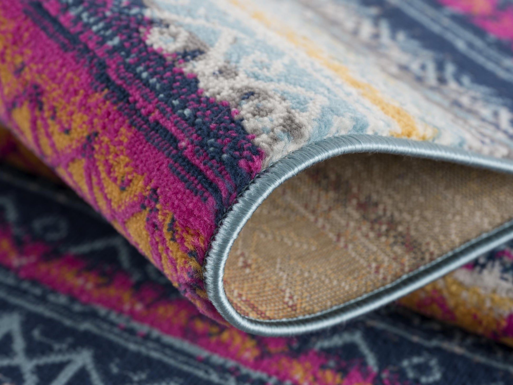 Solana Boho Contemporary Pink and Blue Indoor Rug-19