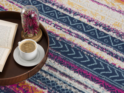 Solana Boho Contemporary Pink and Blue Indoor Rug-13