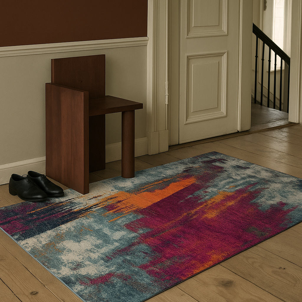 Zora Abstract Contemporary Purple and Orange Indoor Rug