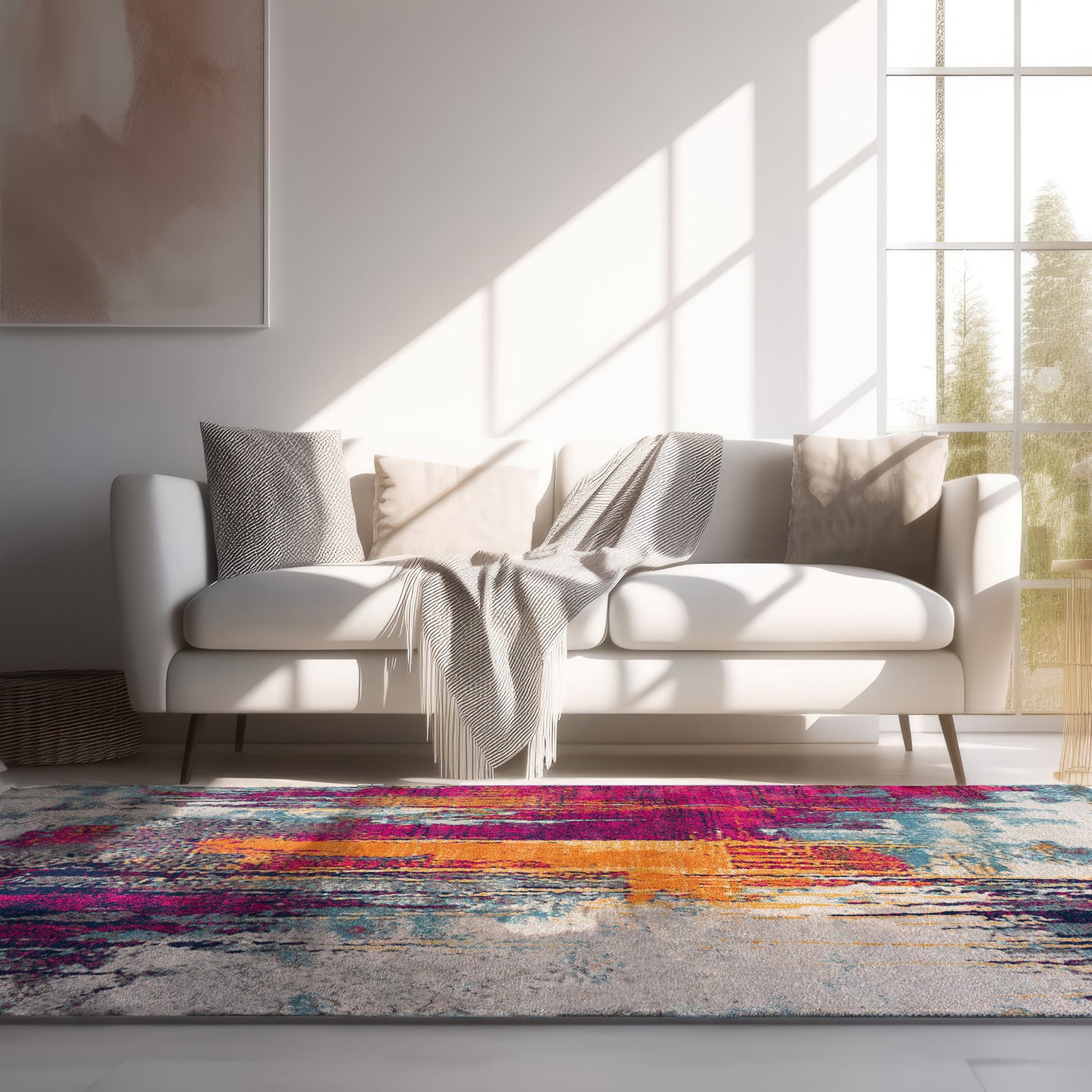 Savannah Mid-Century Modern Abstract Purple Rug