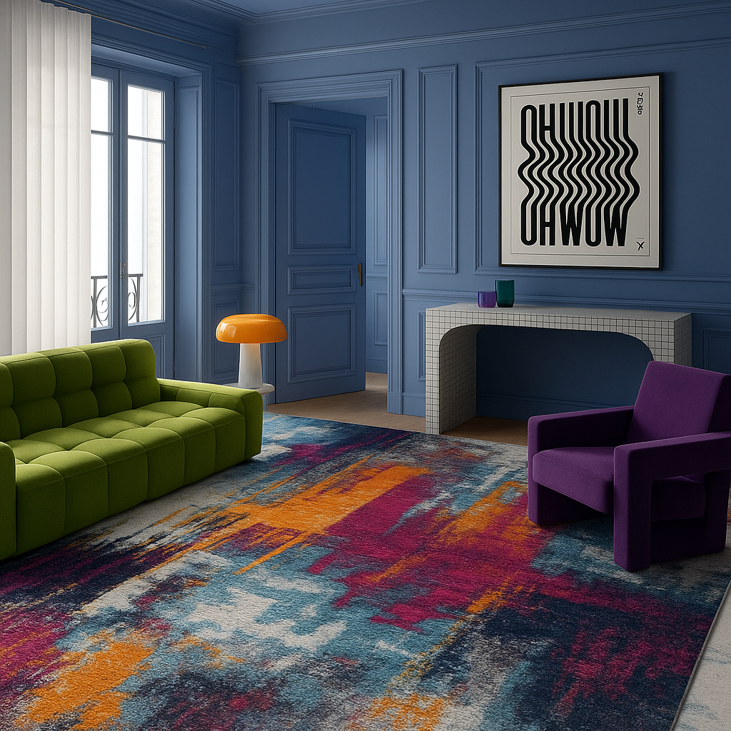 Zora Abstract Contemporary Purple and Orange Indoor Rug