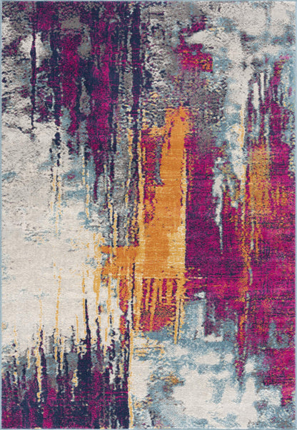 Zora Abstract Contemporary Purple and Orange Indoor Rug