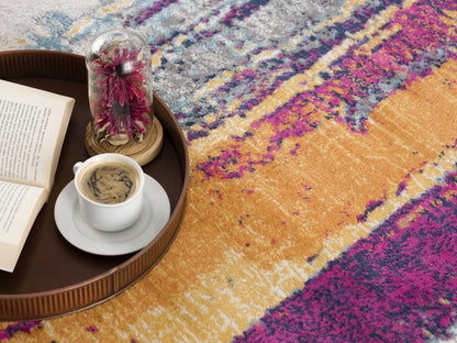 Zora Abstract Contemporary Purple and Orange Indoor Rug