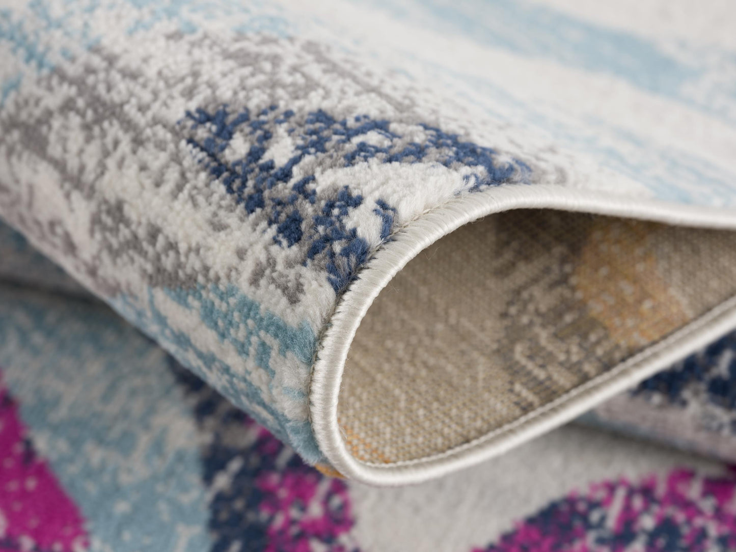 Zola Abstract Wave Contemporary Beige and Blue Indoor Rug