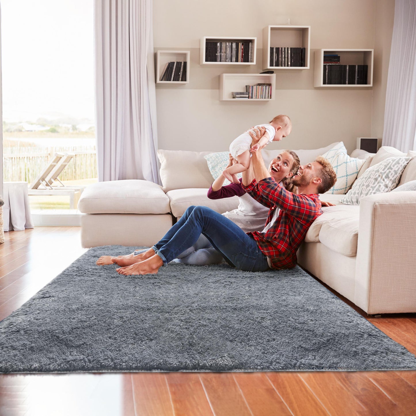 Super Soft Plush Shag Grey Rug