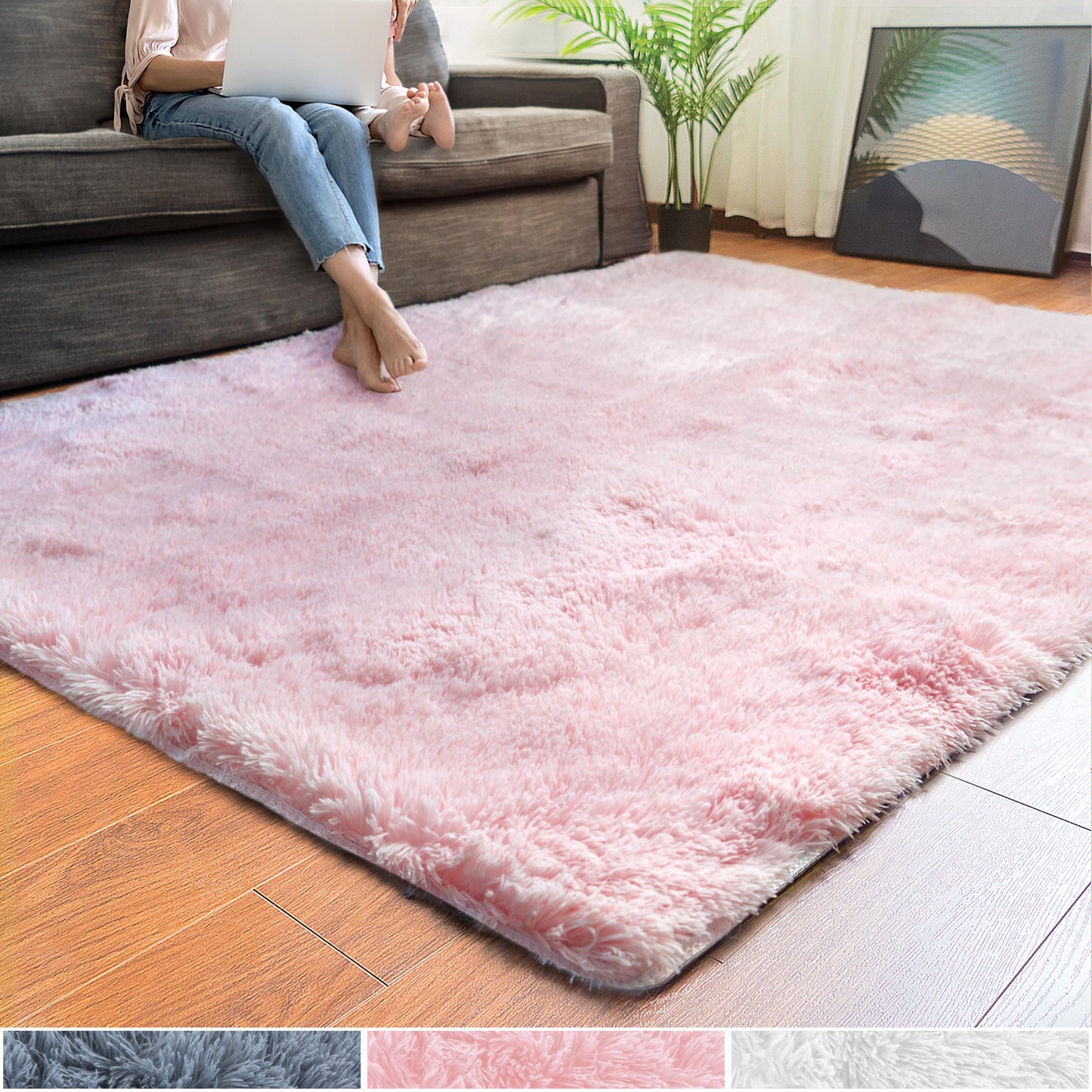 Super Soft Plush Shag Pink Rug