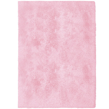 Alba Solid Contemporary Pink Plush Indoor Rug-3